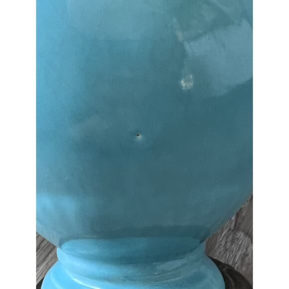 Vtg Mid Century Robins Egg Blue Ceramic Asian Ginger Jar & Brass Base Table Lamp - Picture 10 of 11